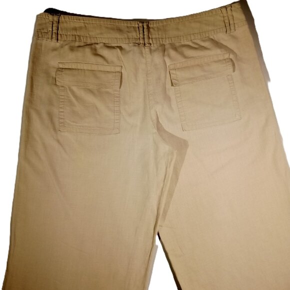Tan Linen Blend Beach Pants  sz 13  Tracy Evans  Wide Leg  Pockets  Summer  GUC - Picture 6 of 10
